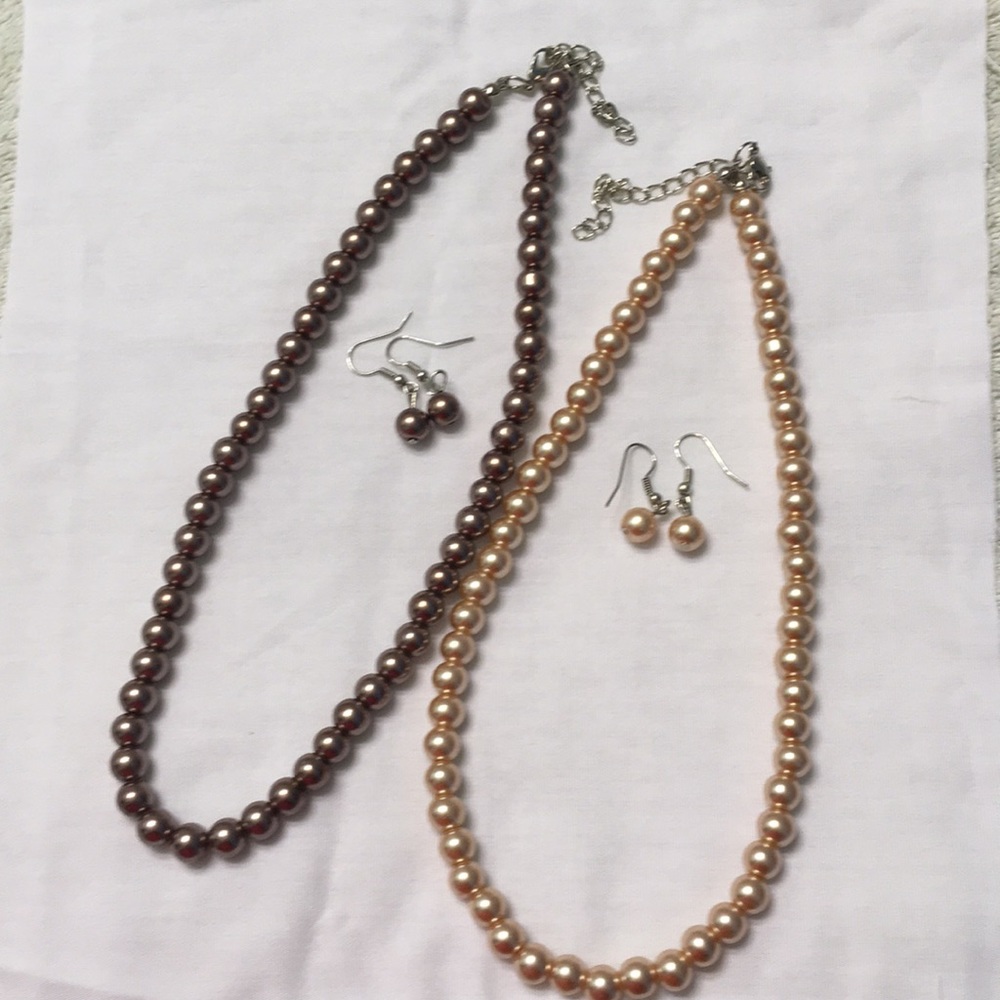 Pair of faux pearl necklace & earring sets